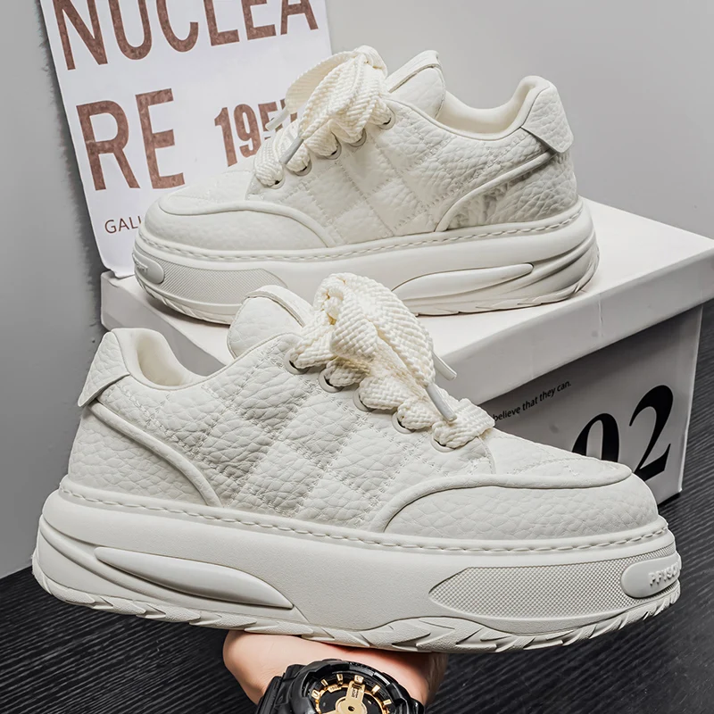 

New 2025 Fashion Designer Men's Lace Up Mix Thick Soled Platform Causal Shoes Flats Male Walking Sneakers Zapatos Hombre