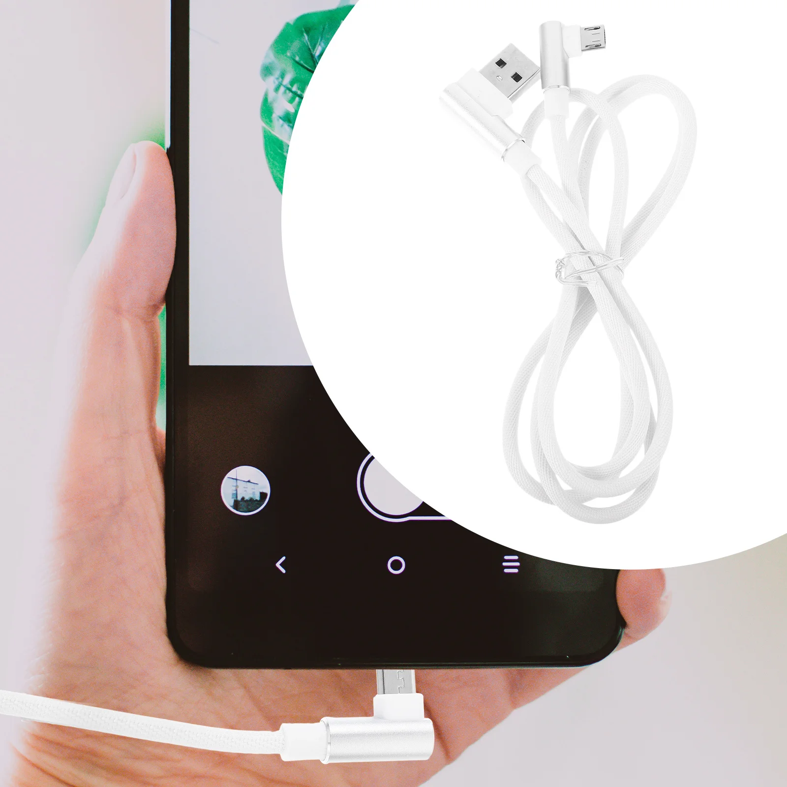 

1M Micro USB Cable Right Angle Braided Fast Charge Sync Cord Heavy Duty for Phones Micro USB Cable