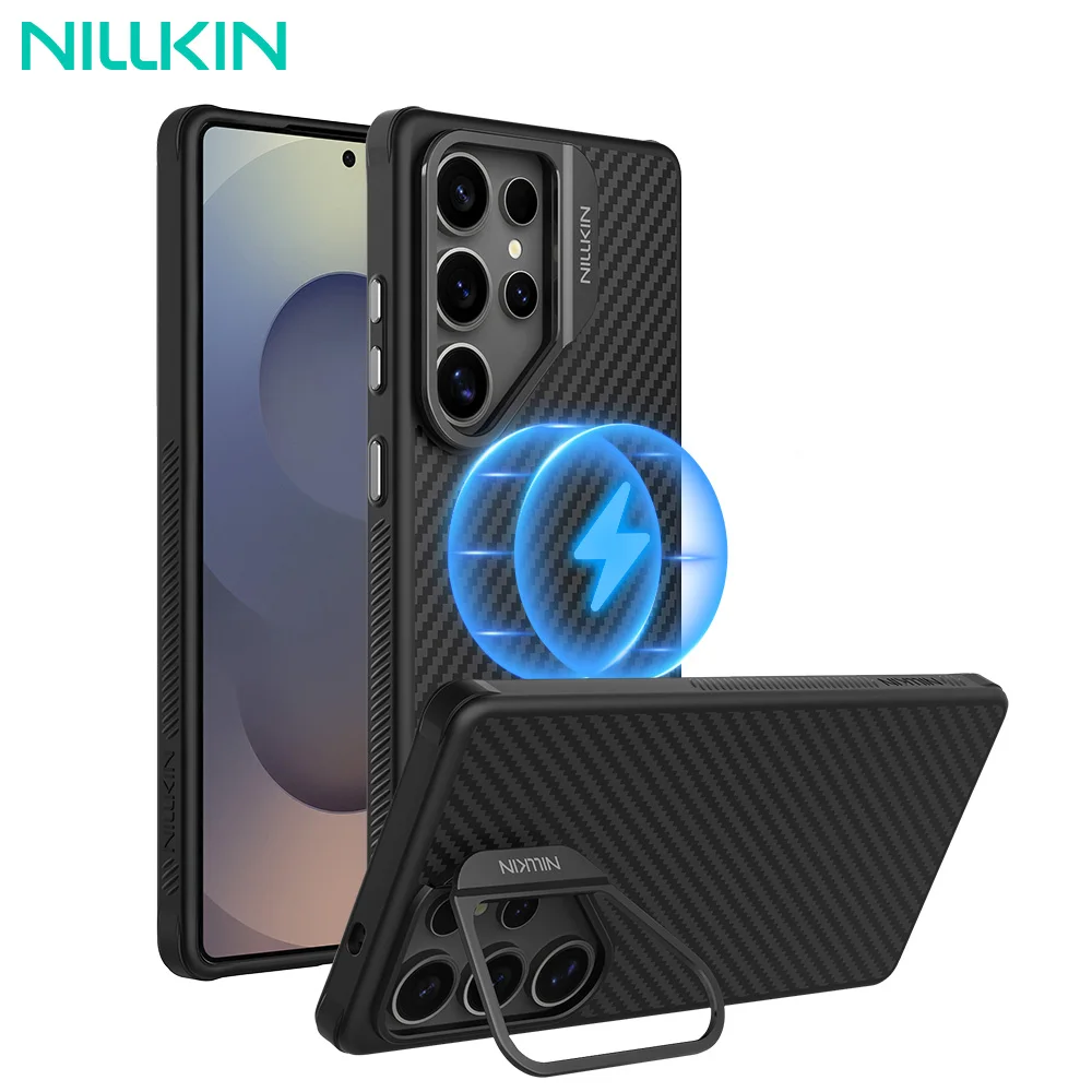 

Nillkin For Samsung Galaxy S25 Ultra Aramid Fiber Magsafe Case With Holder Magnetic Wireless Charging Cover For Galaxy S25 Ultra