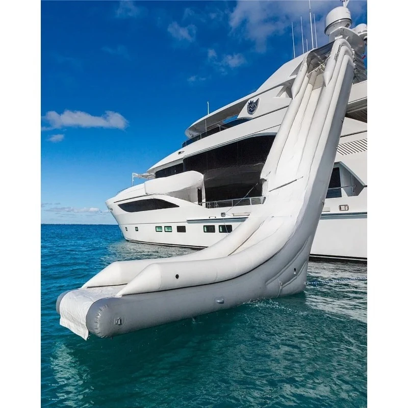 Inflatable water yacht slide, sea pool with net, rest bar floating row