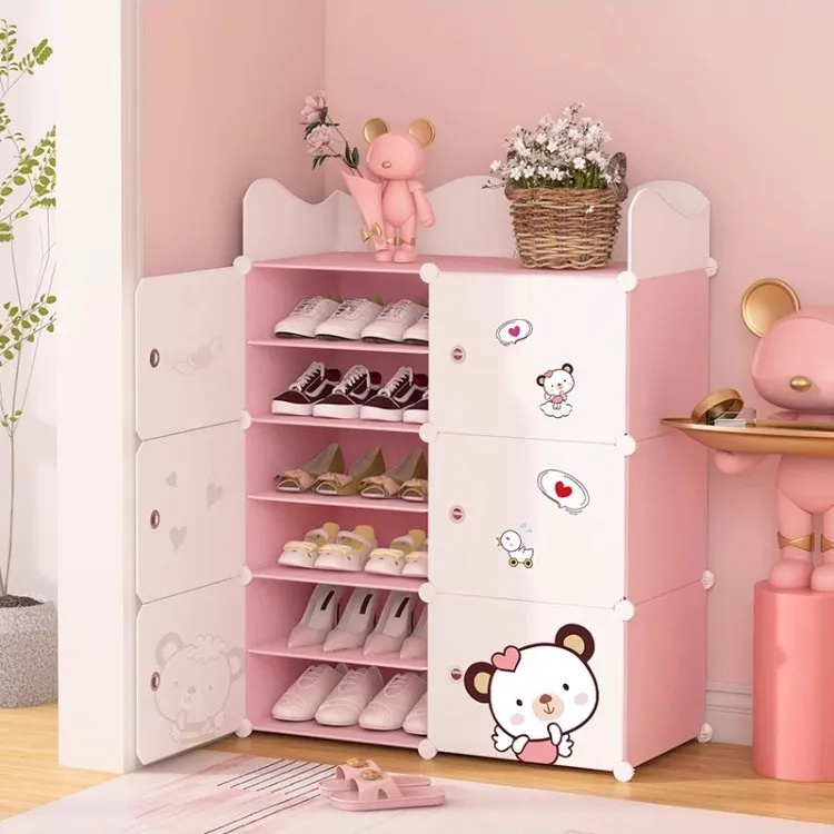 Simple shoe rack door home rental house dopamine dust storage box transparent dormitory small narrow shoe cabinet