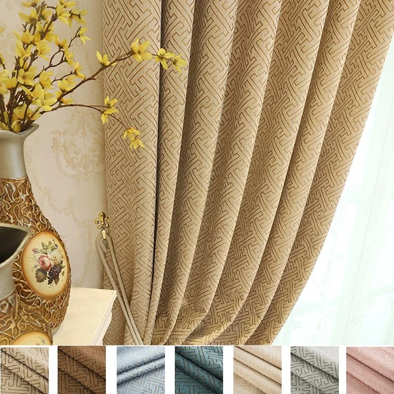 310cm Height Modern Blackout Kitchen Luxury Curtains For Bedroom Living Room Chenille Jacquard Curtains Window Door Curtain