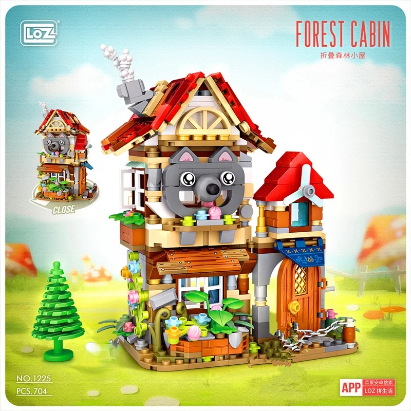 LOZ MINI Blocks Forest Cabin/dwarf Hub Street Views  Pressure relief/Folding/ Building Blocks Toys For Children Gifts