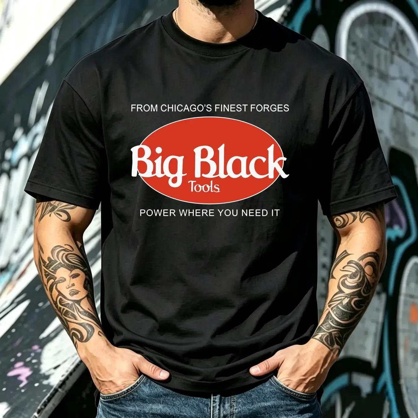 washed T Shirt Reprinted 90s BIG BLACK TOOLS rock band long or short sleeves vintage Washed Stretched Slightly Soft streetwear