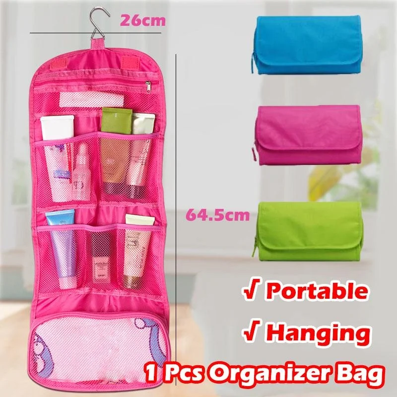 1 Pcs Portable Hanging Organizer Bag Foldable Cosmetic Makeup Case Storage Traveling Toiletry Bags Wash Bathroom Accessories