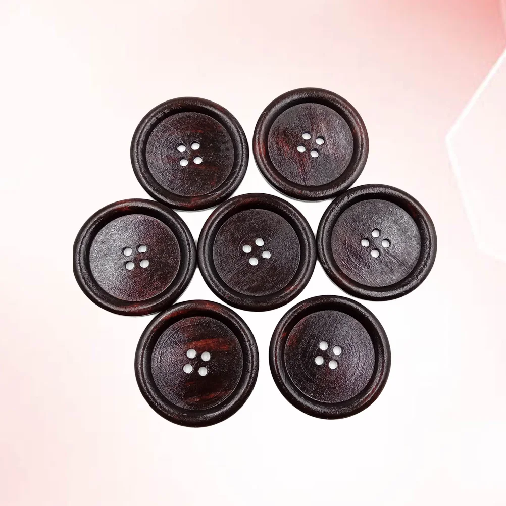 

30Pcs Natural Wood Buttons 40Mm Round 4 Holes for Sewing Coats DIY Craft Projects Brown Tone Decorative Button Set Supplies