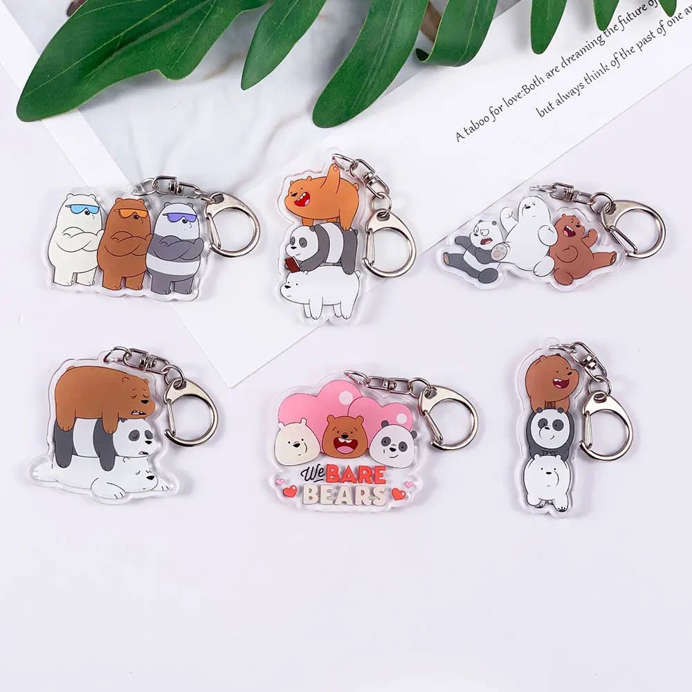 Anime-Charaktere We Bare Bears Season Niedlicher Acryl-Schlüsselanhänger, Zubehör, Cartoon-Taschenanhänger, Rucksack-Anhänger, Geschenke für Freunde