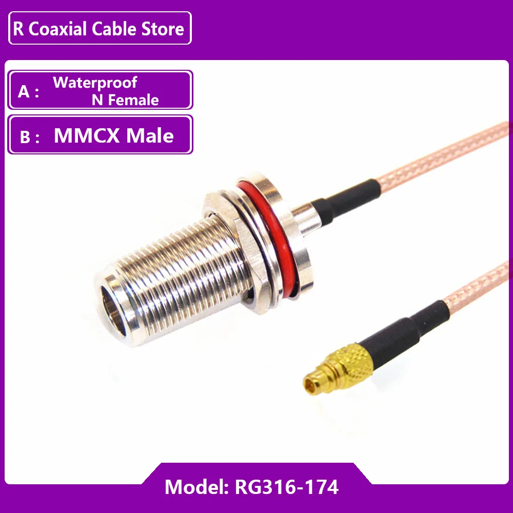 RF Coax RG316 Cable 90 Degree Waterproof N Female to MMCX Male Right Angle Adapter Low Loss Wire Connecter for Router GPS GPRS