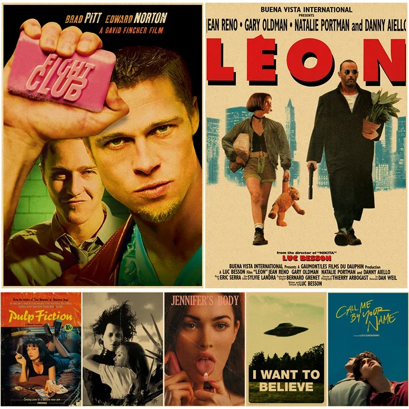 Vintage Movie Posters Retro Prints Fight Club/Leon Poster Classic Film Retro Home Room Cinema Decor Aesthetic Art Wall Painting