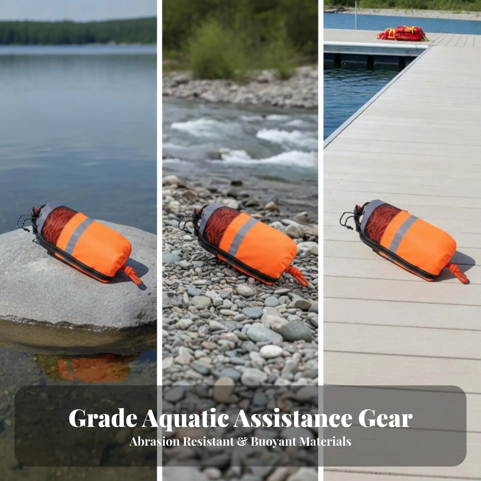 Compact Rescue Throw Rope Bag for Boating Kayak Safety Emergency Throwable Line with Reflective Trim Inflatable Boat Accessory