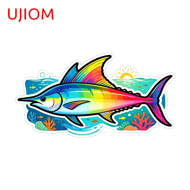 UJIOM For Striped Marlin Wall Stickers Vintage Images Scratch-Proof Bedroom Suitcase Vinyl Decal Suitable For Adhesive Wallpaper