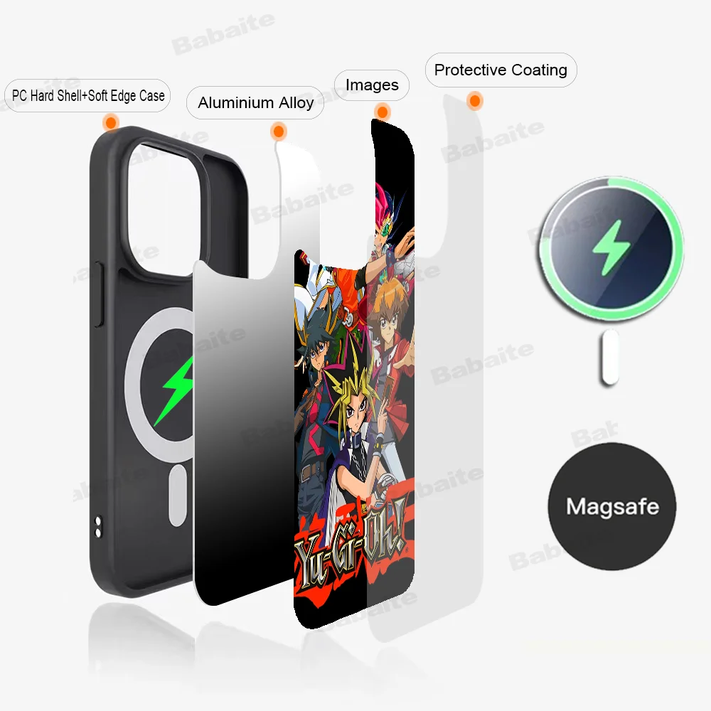 Y-Yu-Gi-Oh Anime Phone Case Magnetic Case For iPhone 16 14 13 12 11 15 Pro Max Plus For Magsafe Wireless Charge Cover