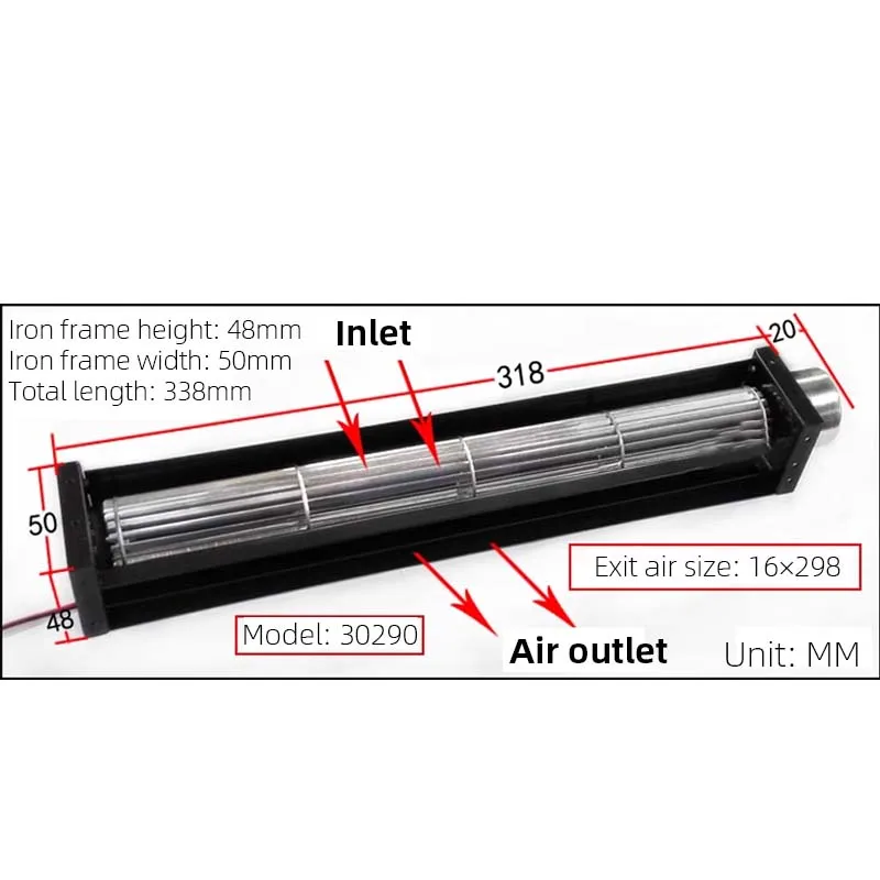 Quiet Cross Flow Fan DC12 / 24V Crossflow Cooling Fan Airflow Crossflow Ventilation Crossflow Fan  Elevator Chassis Cooling Fan