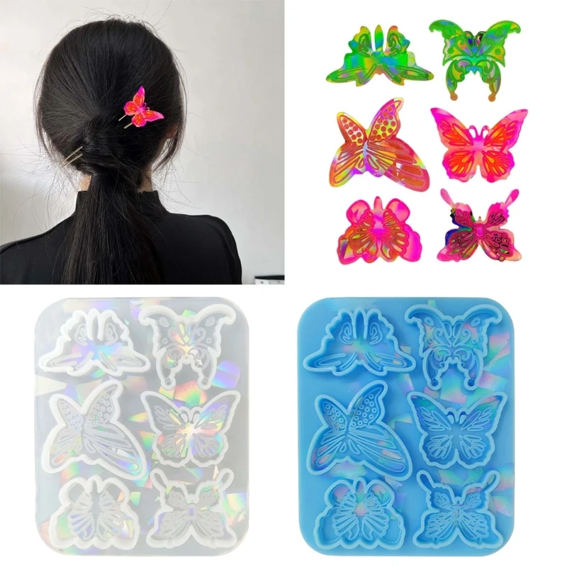 

LX9D Glossy Silicone Holographic- Molds Light Hairpin Mold DIY Ornament Mold