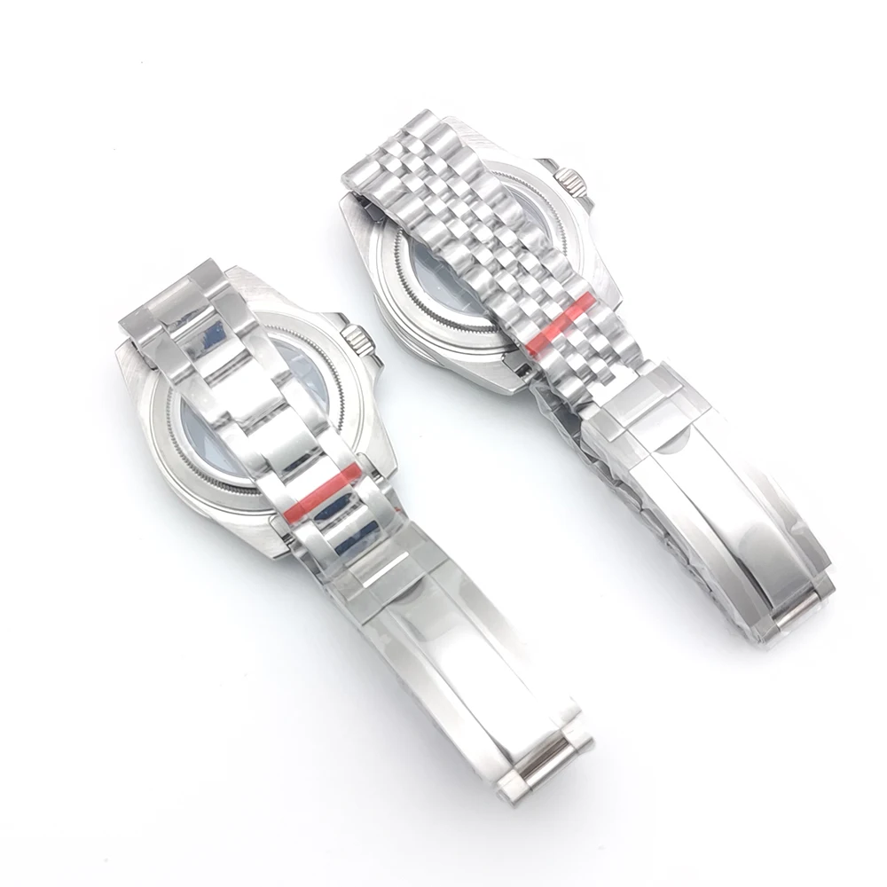 39mm Clear Bottom waterproof sapphire silver case, paired with GMT NH34 NH35 NH36 movement 28.5mm Dial Oyster Bracelet