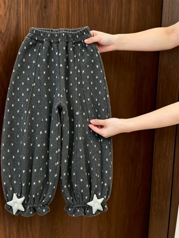 Girls Fashion Loose Pants Autumn Wear 2026 New Children Trendy Printed Five-Pointed Star Casual Lantern Pants