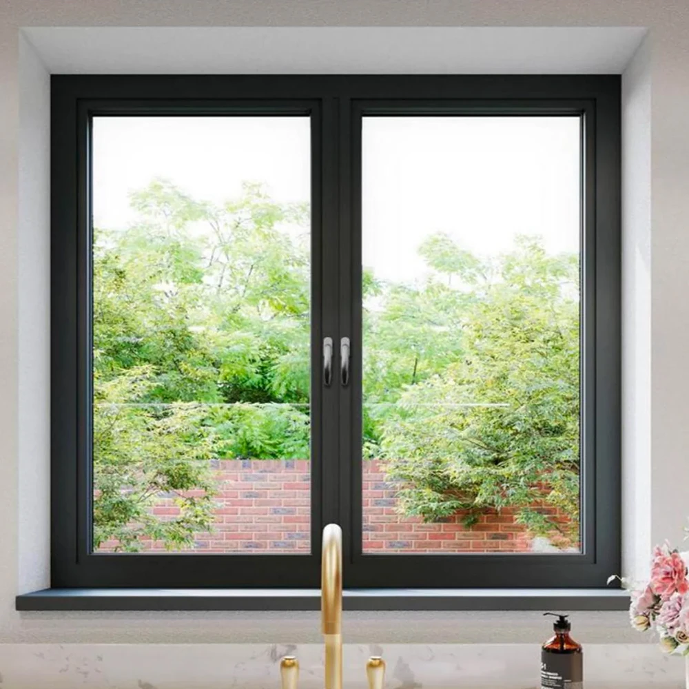 High-quality Custom Ultra-thin Frame Hurricane-resistant and Burglar-proof Design Black Laminated Glass Aluminum Casement Window