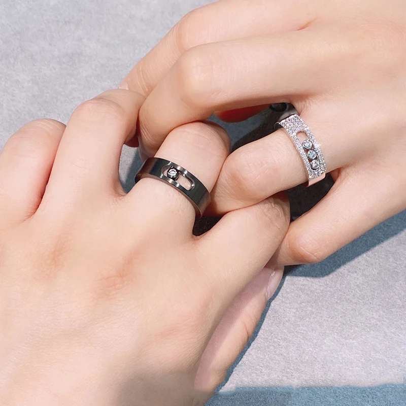 

Women's Fashion Jewelry S925 Silver Classic MOVE Sliding Ring French High-end Original Luxury Accessories Party Holiday Gift