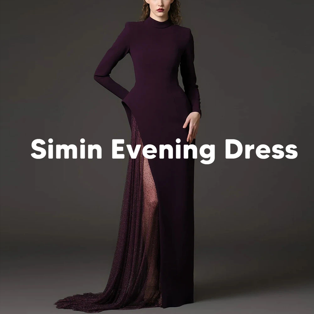 

Simin Customized Women's Straight High-neck Split Saudi Evening Dresses With Long Sleeves Floor-Length Elegant Dresses 2025