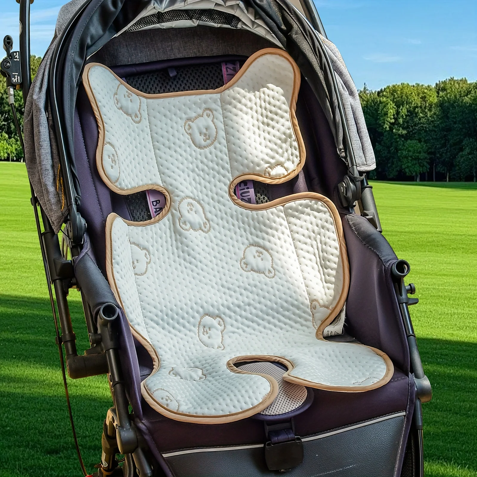 Подушка на тележке из ткани ледяного шелковистого волокна, дышащий детский коврик для стульчика на все сезоны, летний охлаждающий коврик, который можно стирать в машине