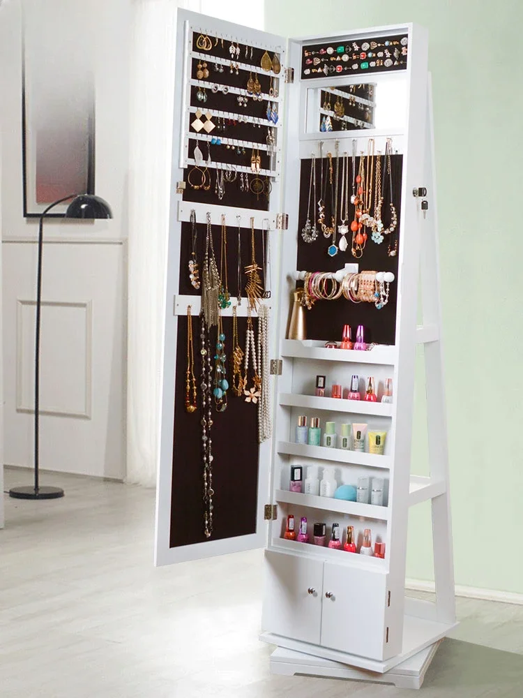 Rotating floor to ceiling dressing, minimalist jewelry storage cabinet, multifunctional luxury living room