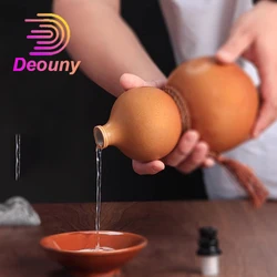 DEOUNY 500ML Ceramic Gourd Wine Bottle Purple Clay Hip Flask Retro Sealed Whiskey Rum Household Alcohol Pot Bar Tools