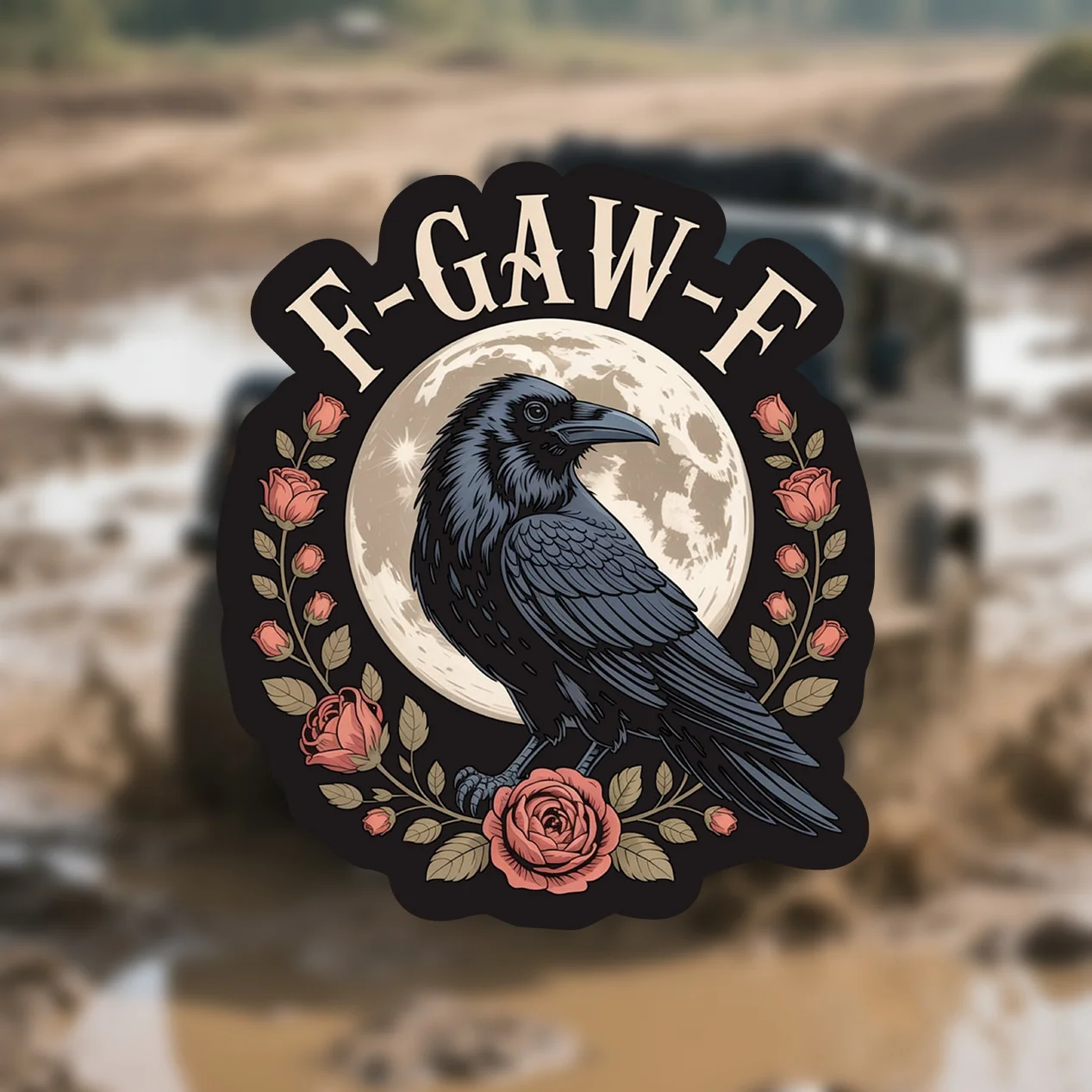 Car Decals 2pcs Creative Crow Moon Rose Flower Stickers Vinyl Decoration for Laptops and Motorcycles Unique Gift for Christmas