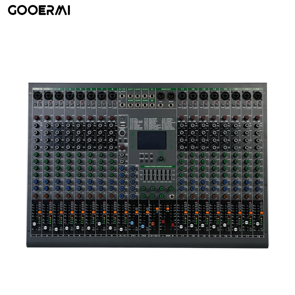 Digital Audio Mixer DJ Mixer 99-Effect DSP Audio Console Mixer 18 Channel USB Interface Audio Console For Recording Singing