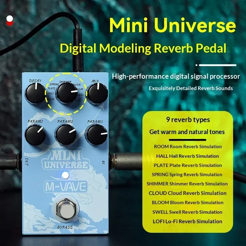 M Vave Guitar Effect Pedal Mini Universe Digital Reverb 9 Effects Modes Processor For Guitar Performance Practice