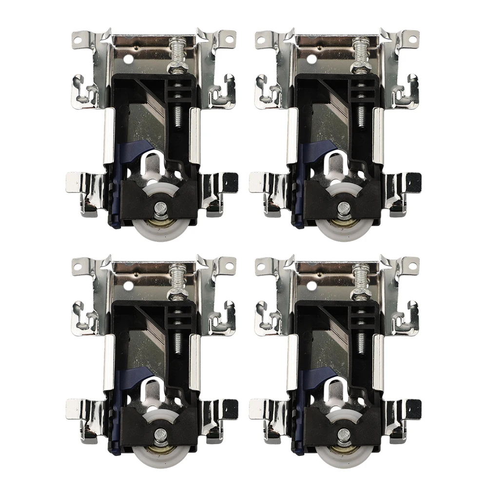 

4PCS Wooden Door Rollers Heavy Load Sliding Door Bottom Rollers Noise Reduction Bottom Roller Guides With Safety Clip