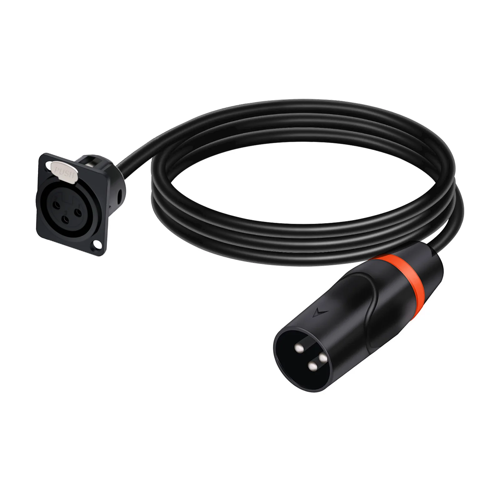 D Type 3Pins XLR Male/Female Fixed Panel Mount MIC Socket to 3Pin XLR Plug Pass Through Converter Cable,for Stage Lighting Mixer view 5