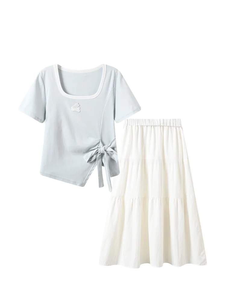 

Cara CLUB plus Size Short Sleeve T-Shirt And Skirt Set for Women Beautiful Unique Summer Fashion plus Size Clothing Set