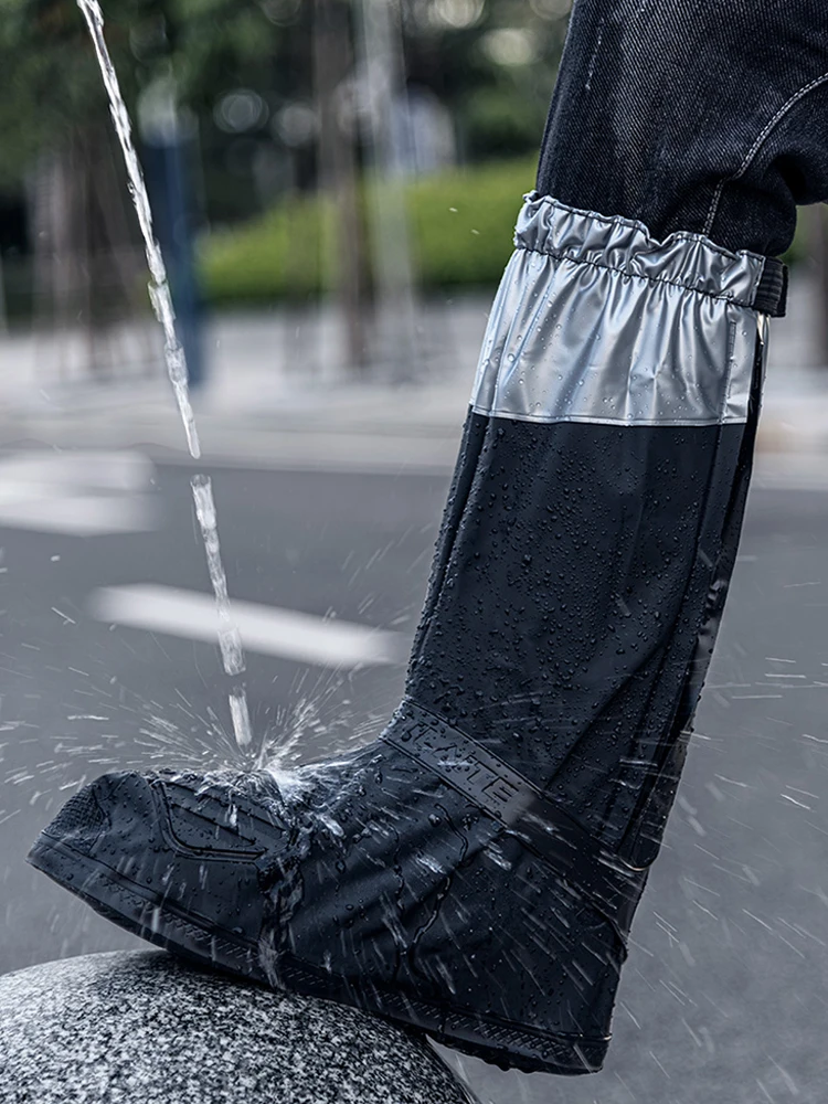 SULAITE Motorrad-Regenstiefel, wasserdichter Schuhüberzug, reflektierender Fahrradschuhschutz, wiederverwendbare Schutzausrüstung für Motorradfahrer