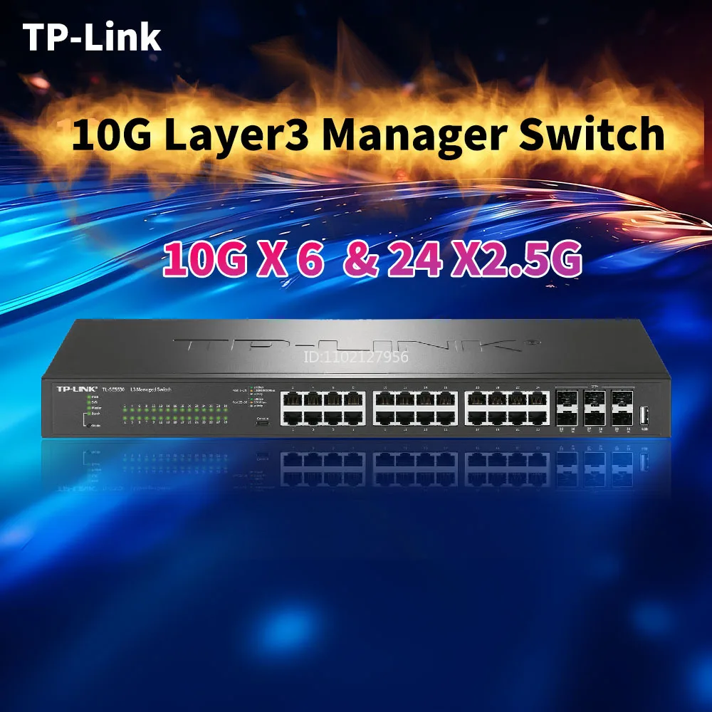 TP-Link 30port 10GE Switch 24 X 2.5G Ethernet Switches 6ports 10000Mbps SFP 10G Gigabit Fibra 2500Mpb Gigabit Router TL-SH5630