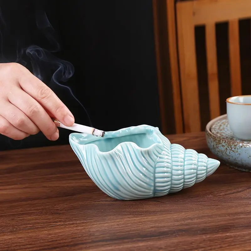

Домашняя пепельница-раковина для гостиной, креативная европейская керамическая пепельница для сигарет с улиткой, модная домашняя маленькая орнамент, простая пепельница