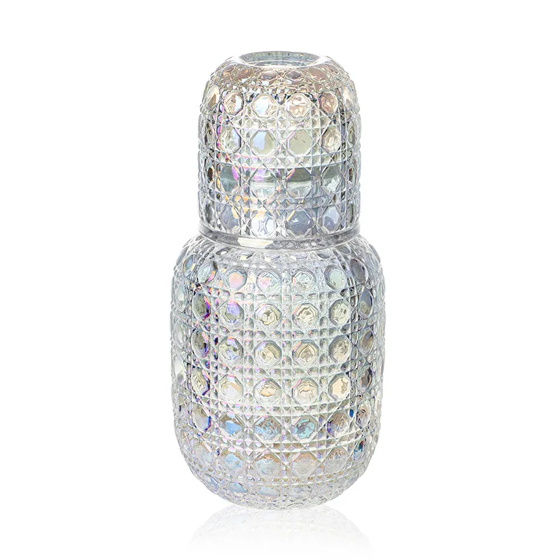 European Relief Gem Plaid Texture Glass Cup Kettle Set Household Large Capacity Juice Pot Carving Craft Office Home Drinkware image 5