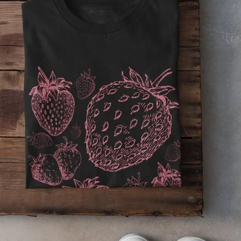 Cottagecore Strawberry T Shirt Pastel Goth Clothing Kawaii Strawberries Plant Lover Stawberry Top Fruit