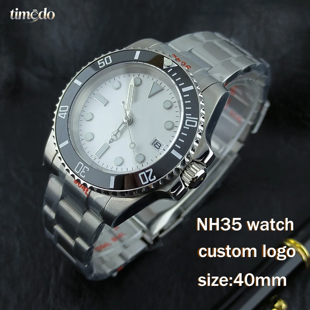 NH35 Watch 40mm Men's Stainless Steel Watch Luminous Dial Mechanical Watch Custom LOGO Watch Suitable for NH35 Movement Watch