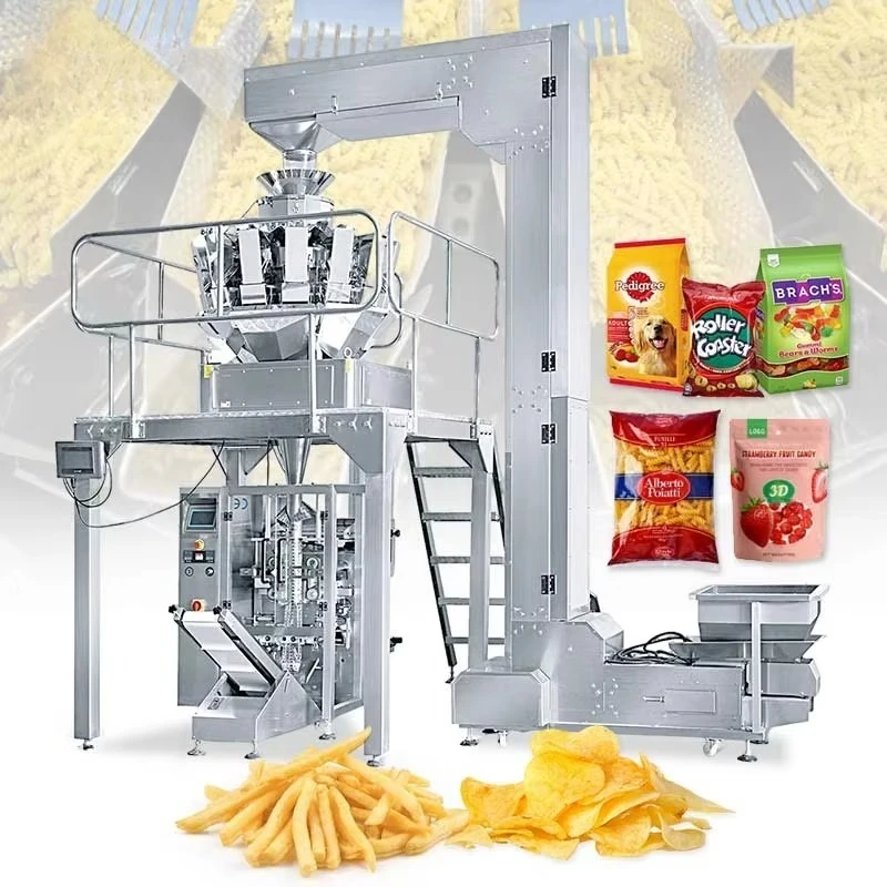 Potato Chip Snack Packaging Machine Nitrogen Flushing Nut Granule Filling Equipment for Candy Sachet Packing Customized