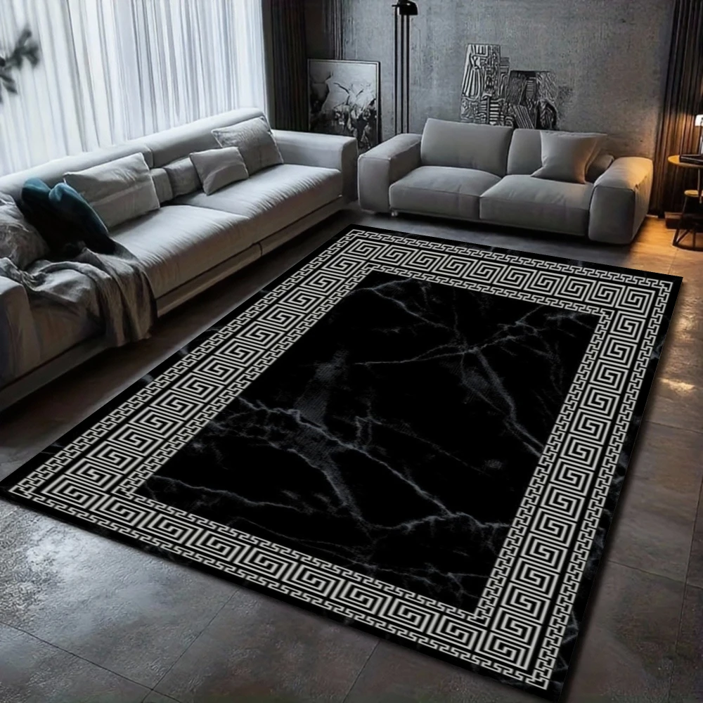 Marble Pattern Carpet Mat Rug - Greek Key Design Home Decoration Soft Floor Mat for Living product image