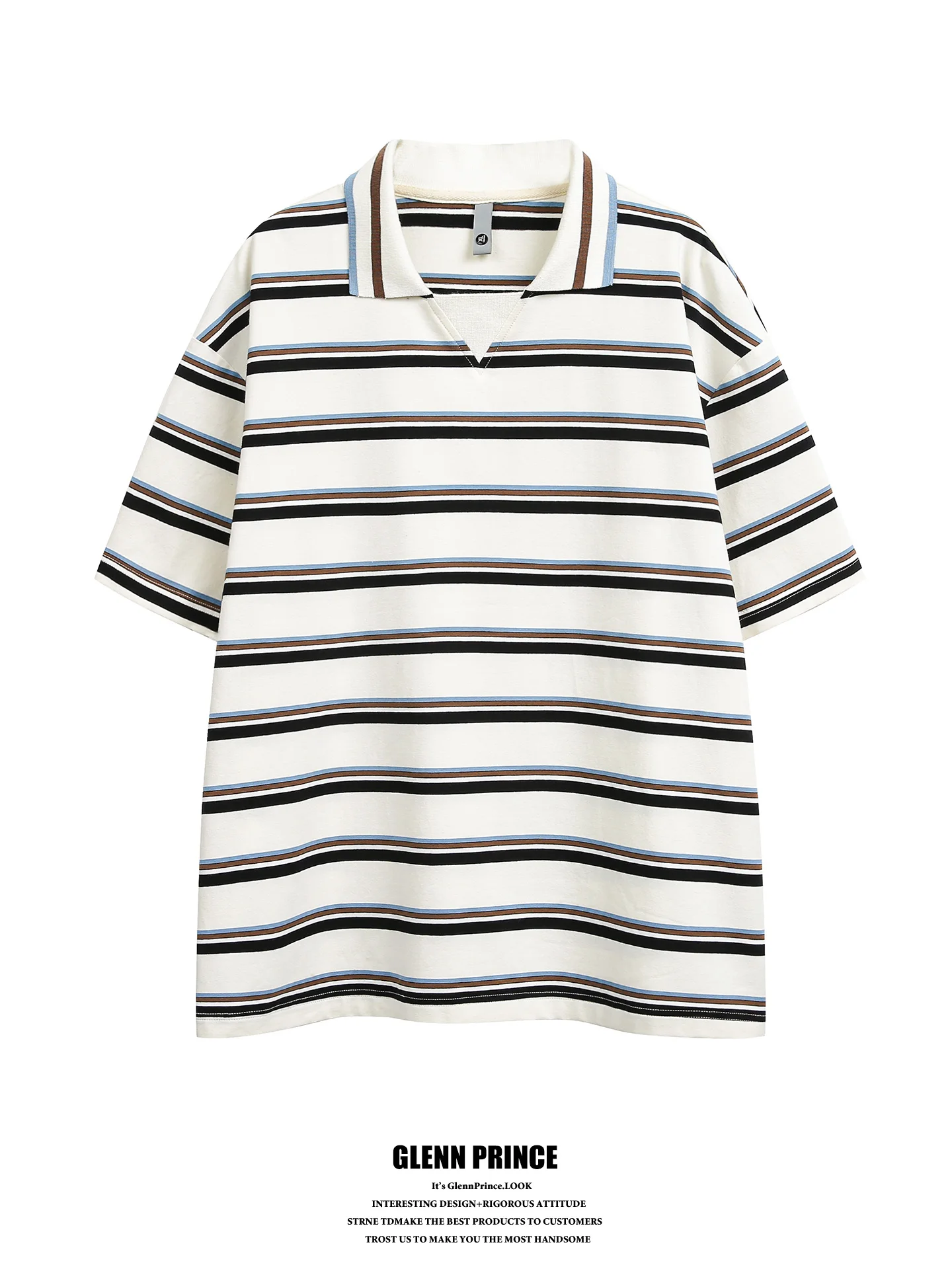 

Korean Style Color Block Stripe V Neck Short Sleeve Men's Shirt Summer New Arrival Teenagers T Shirt Breathable Loose Fit