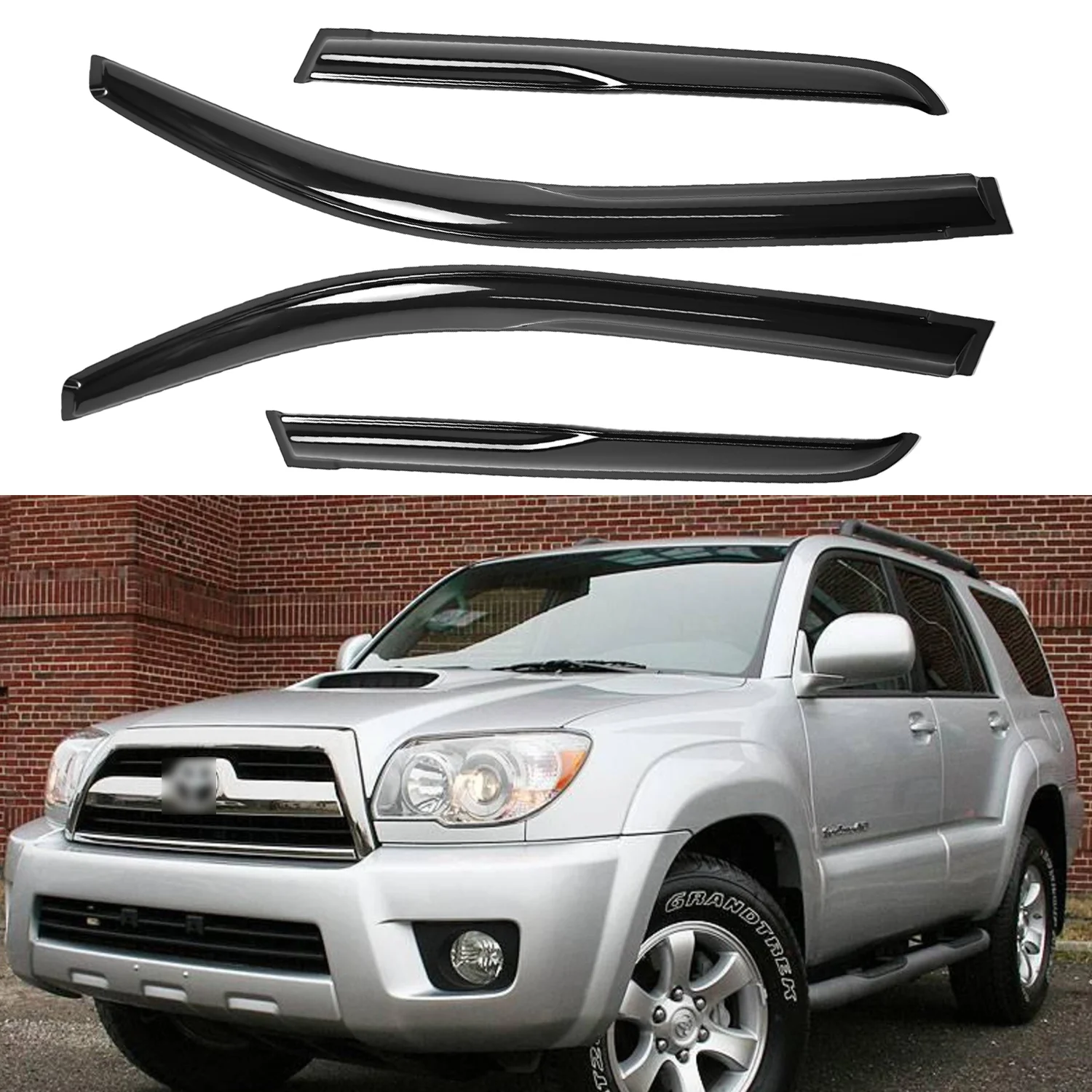 

For Lexus IS300 4-Door 2001-2005 Tinted 4pcs Wind Deflectors Outside Mount Sun Rain Visors No Drainage Channel 1.5MM Thick Box Set