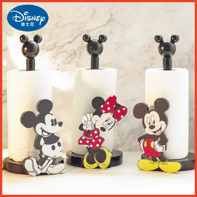 

Disney Anime Hobby Mickey Mouse Minnie Creative Kitchen Upright Paper Towel Hanger No Punch Lazy Cartoon Rag Holder Gifts Toys