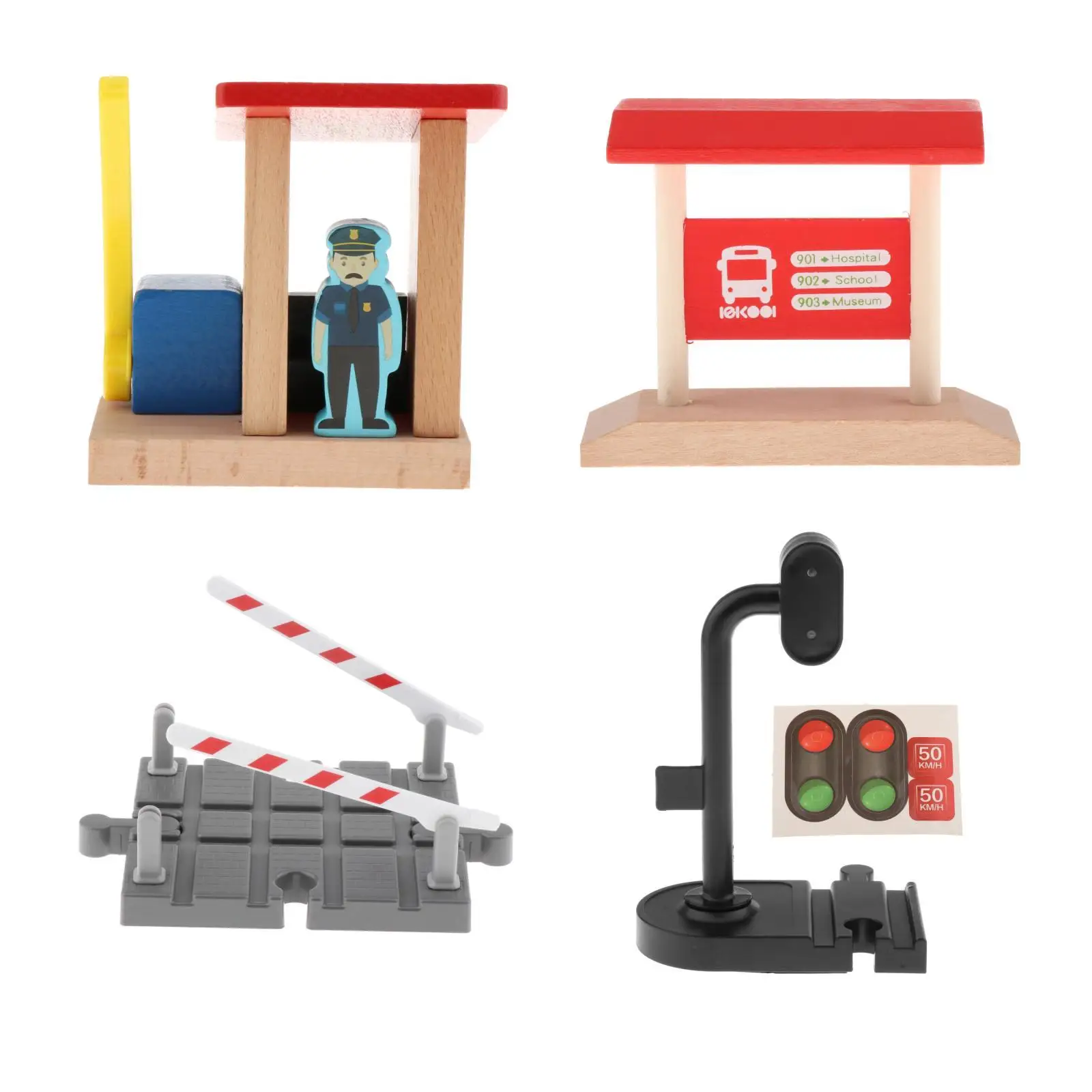 Simulation Kids Plastic Train Traffic Light Police Station Scene Accessories Wooden Plastic Building Railway Train Play Set Toys
