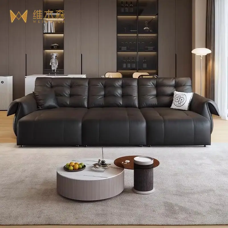 Modern Living Room Sofa Set With Comfort Cushions And Synthetic Leather Upholstery For Family Seating And Home Lounge Use