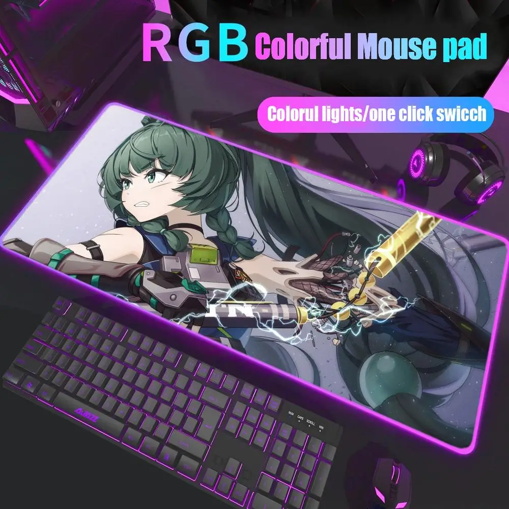 

Zenless Zone Zero qingyi Коврик для мыши Gamer RGB Настольный коврик Подсветка Светодиодный коврик для мыши Настройка игрового настольного коврика Большой коврик для мыши с подсветкой
