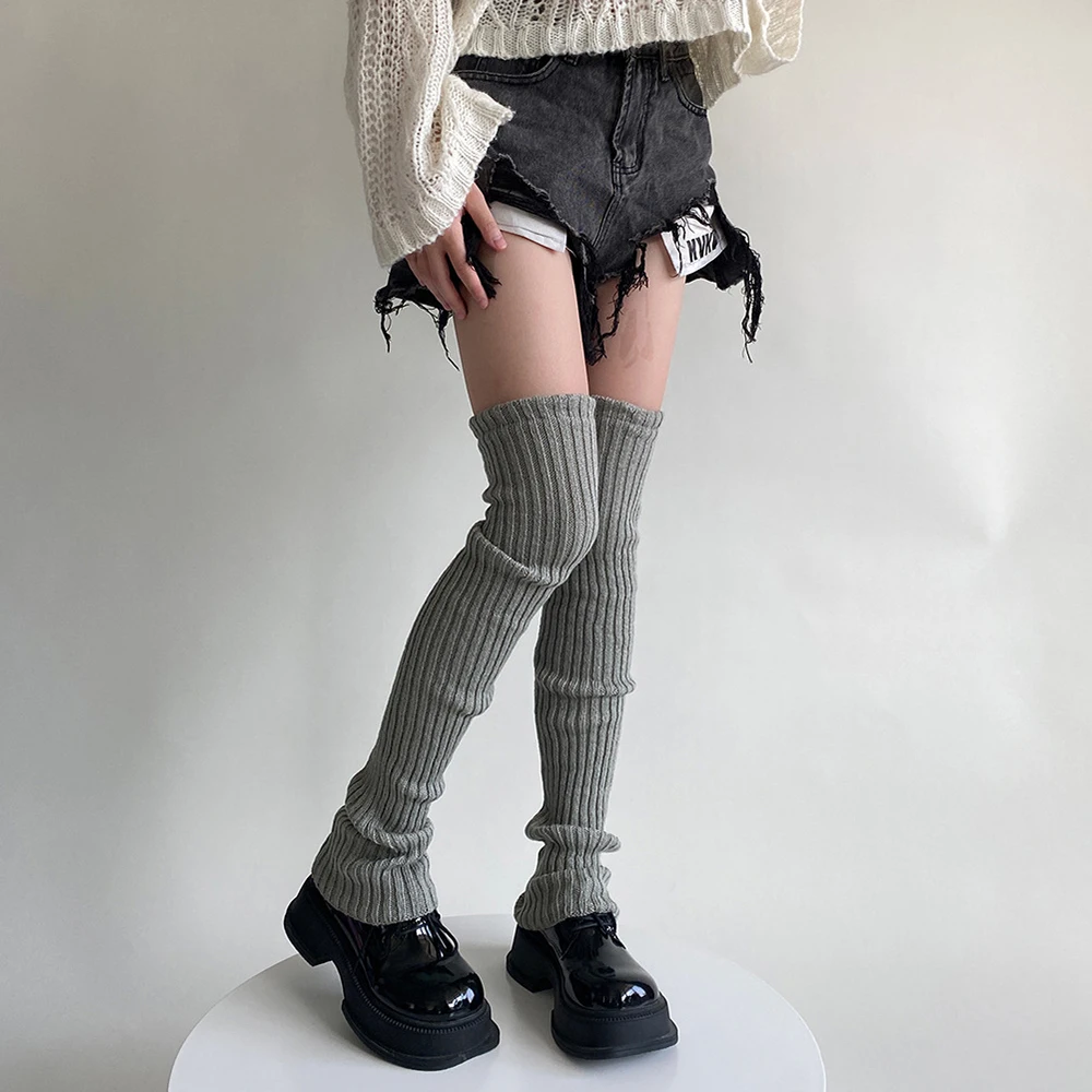 Leg Warmers Women JK Lolita Long Socks White Arm Autumn Winter Knitted Warm Y2K Girls Thigh Over Knee Boot Cuffs 70CM Lengthened