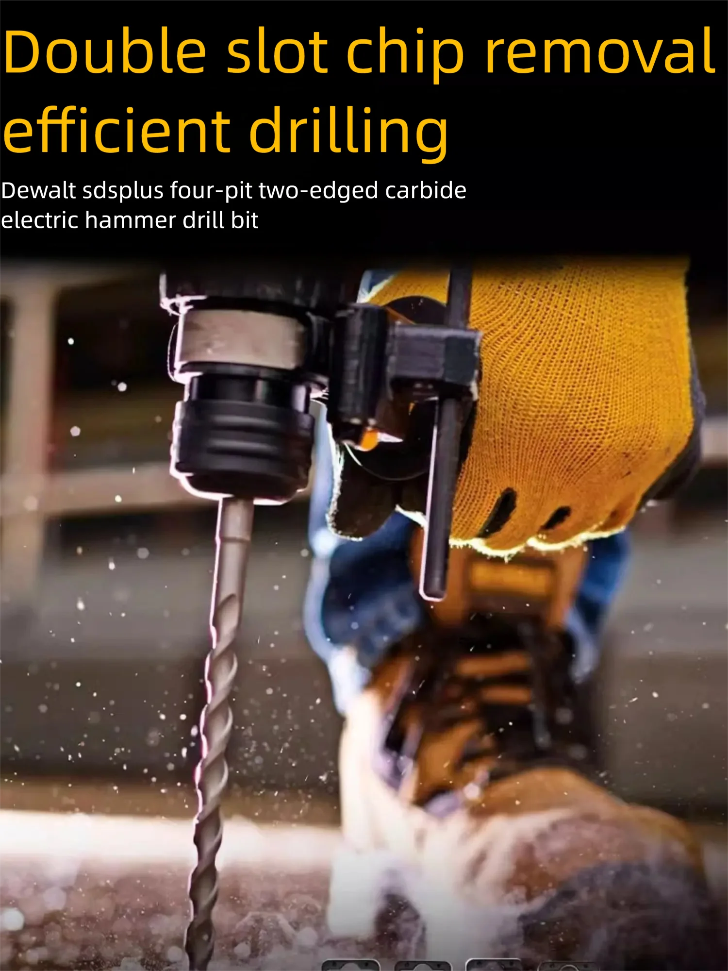 DeWalt 4-Flute Hammer Drill Bit, SDS Plus Rotary Hammer Bit, Double Flute Chip Removal, Heavy Duty for Concrete Wall Drilling