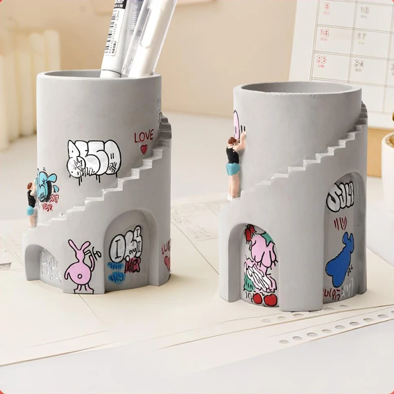 

graffiti pen holders creative art pen holders for living rooms and bedrooms simple resin craft tabletop decorations sense of art