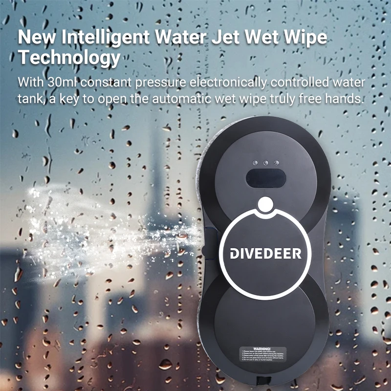 DIVEDEER Window Cleaner Robot Smart Automatic Water Spray Function Anti-fall Magnetic Glass Home Smart Cleaning Machine